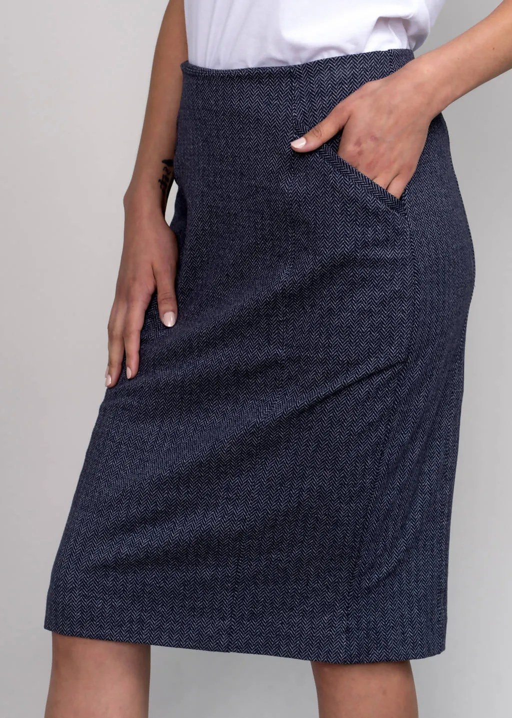 Herringbone Pencil Skirt
