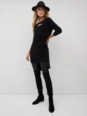 High-Low Cut-Out Tunic Sweater