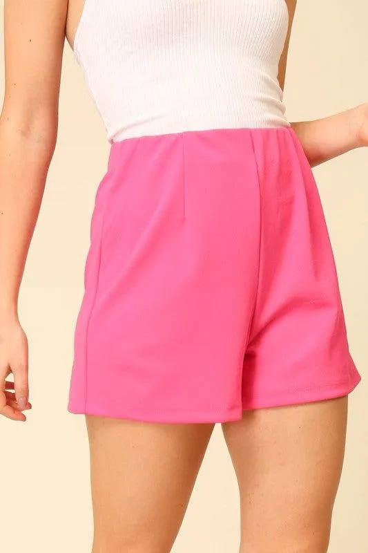 High waist elastic waist shorts