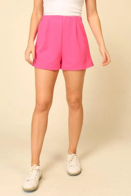 High waist elastic waist shorts