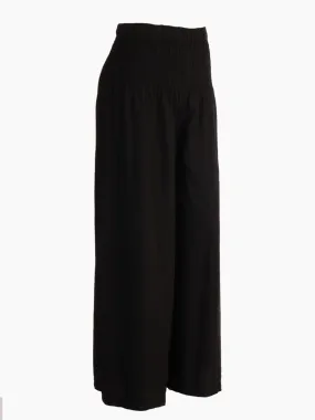High Waist Linen Palazzo Pants - Black