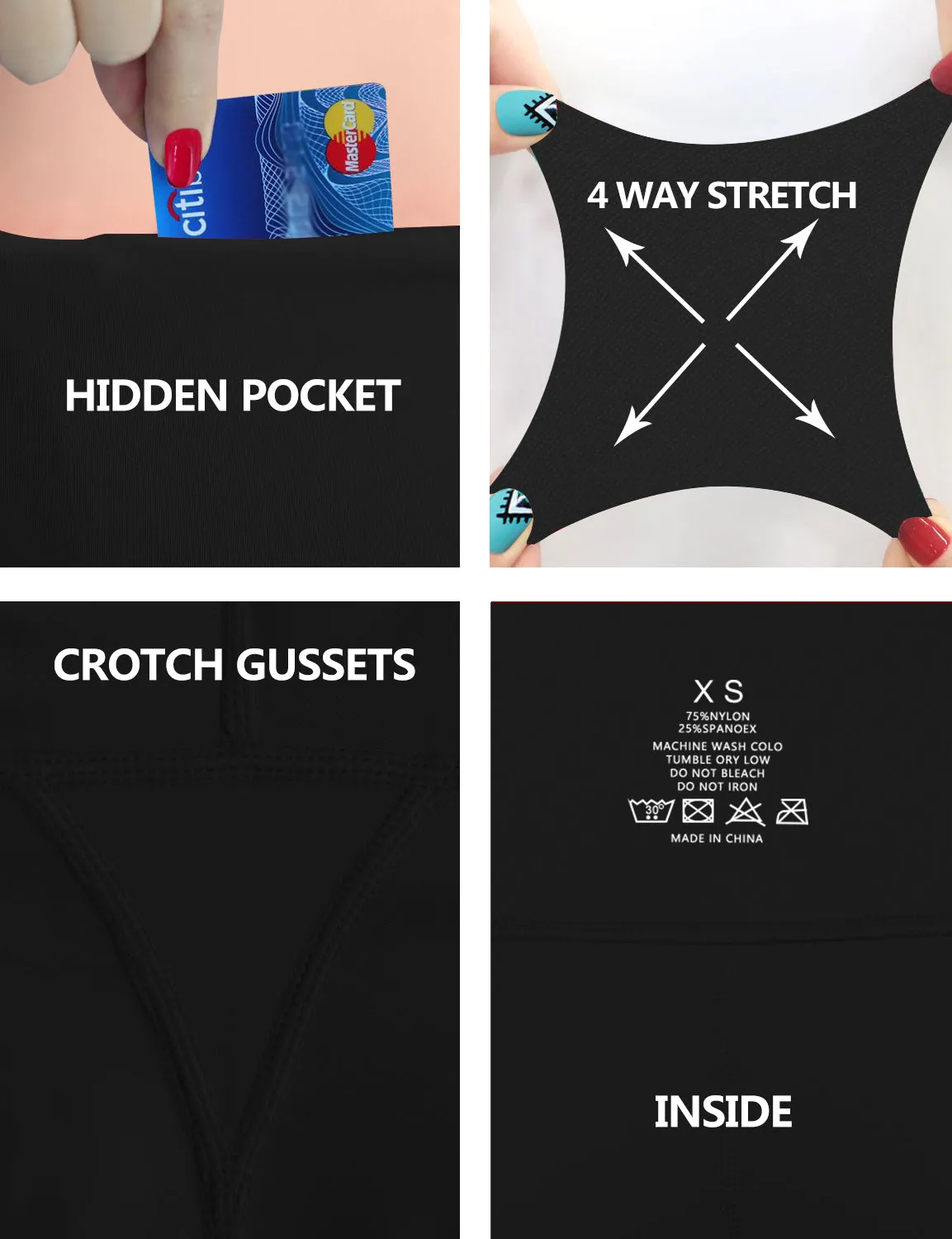 High Waist Side Pockets Biking Pants jetblack_Biking