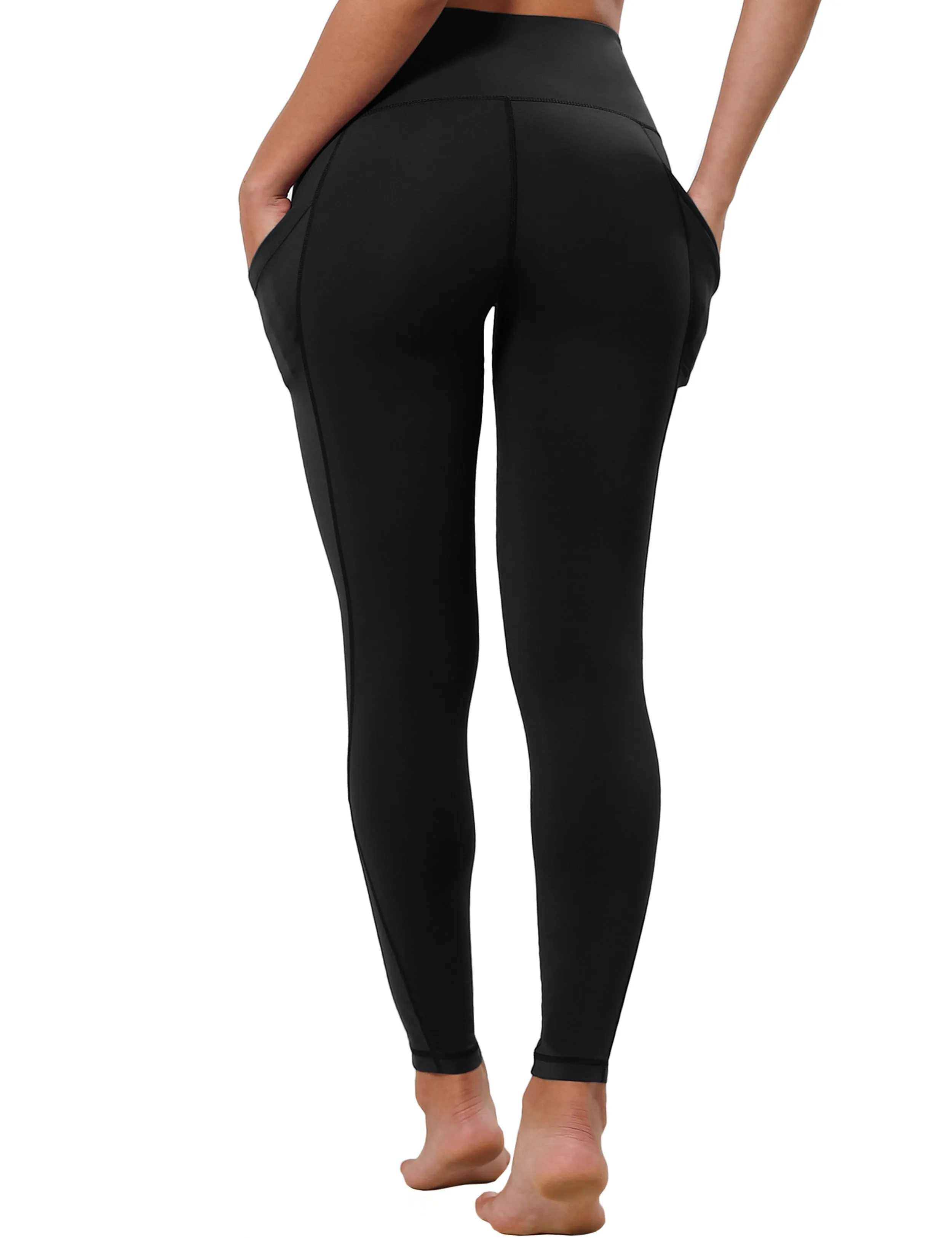 High Waist Side Pockets Biking Pants jetblack_Biking