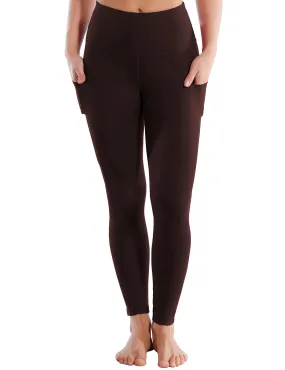 High Waist Side Pockets Yoga Pants mahoganymaroon_yoga
