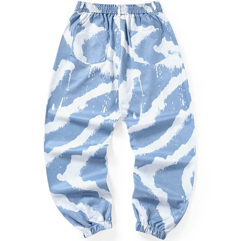Hip Hop Zebra Print Color Block Loose Pants