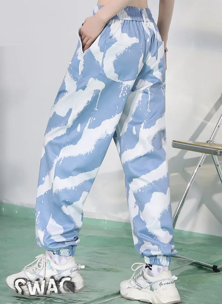 Hip Hop Zebra Print Color Block Loose Pants