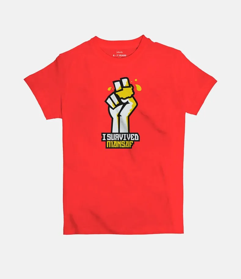 I Survived Mansaf | Kid's Basic Cut T-shirt
