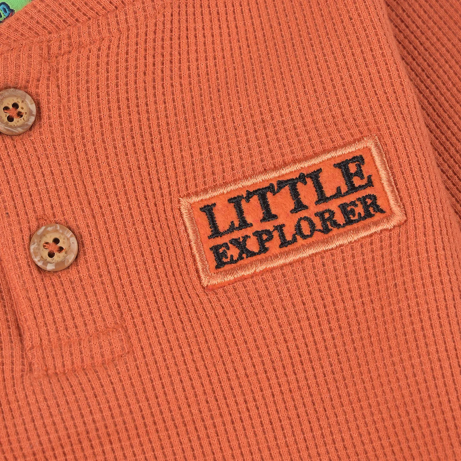 Infant Boys Thermal Suit Waffle Style-APRICOT