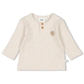 INTO THE FOREST - "Leaf" Embroidered Ribbed Knit Top