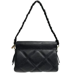 Italian Quilted Leather Handbag-Braided Handle