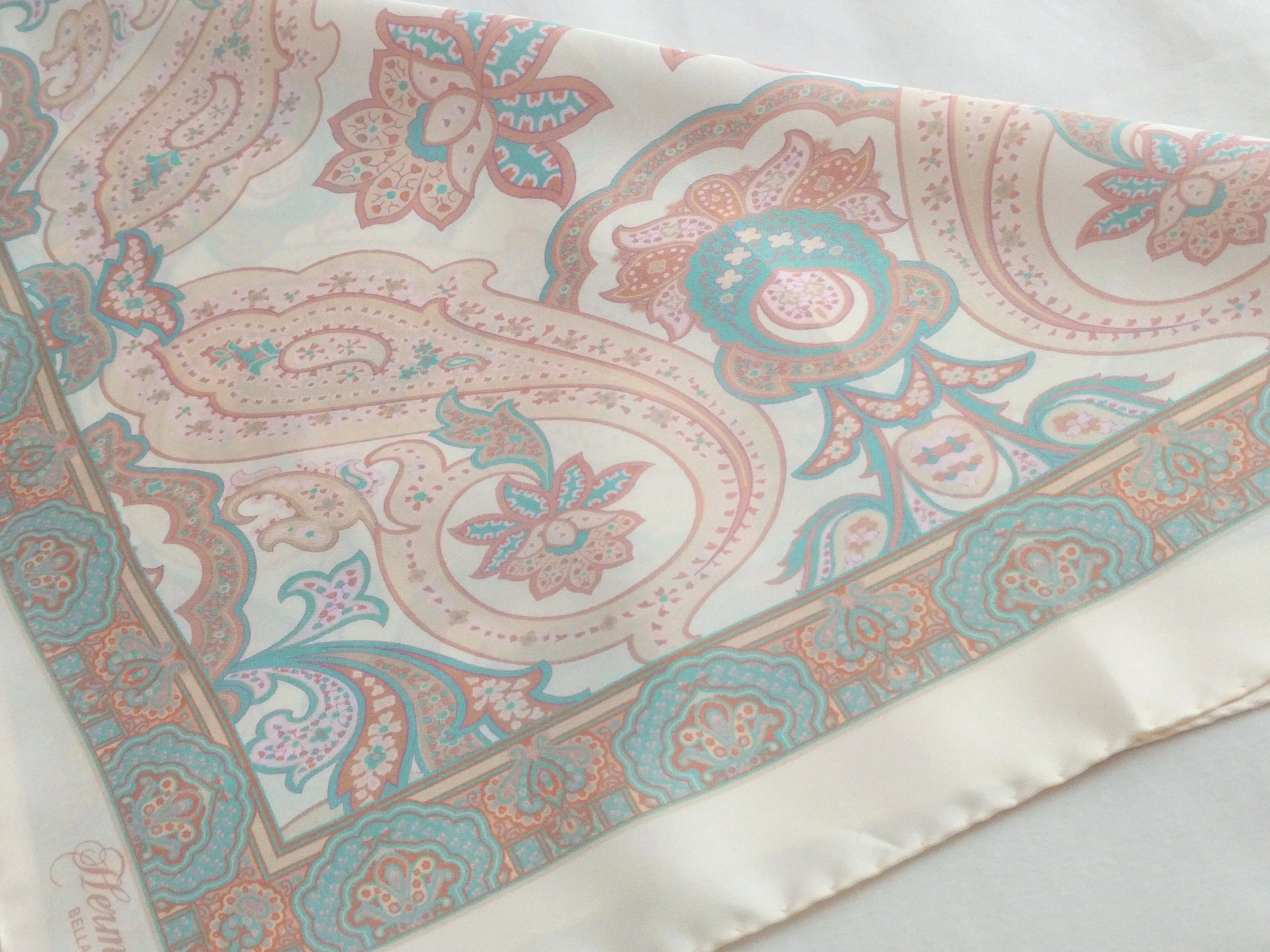 Italian silk scarf - small size Como silk scarf  - Made in Italy - Cream silk scarf