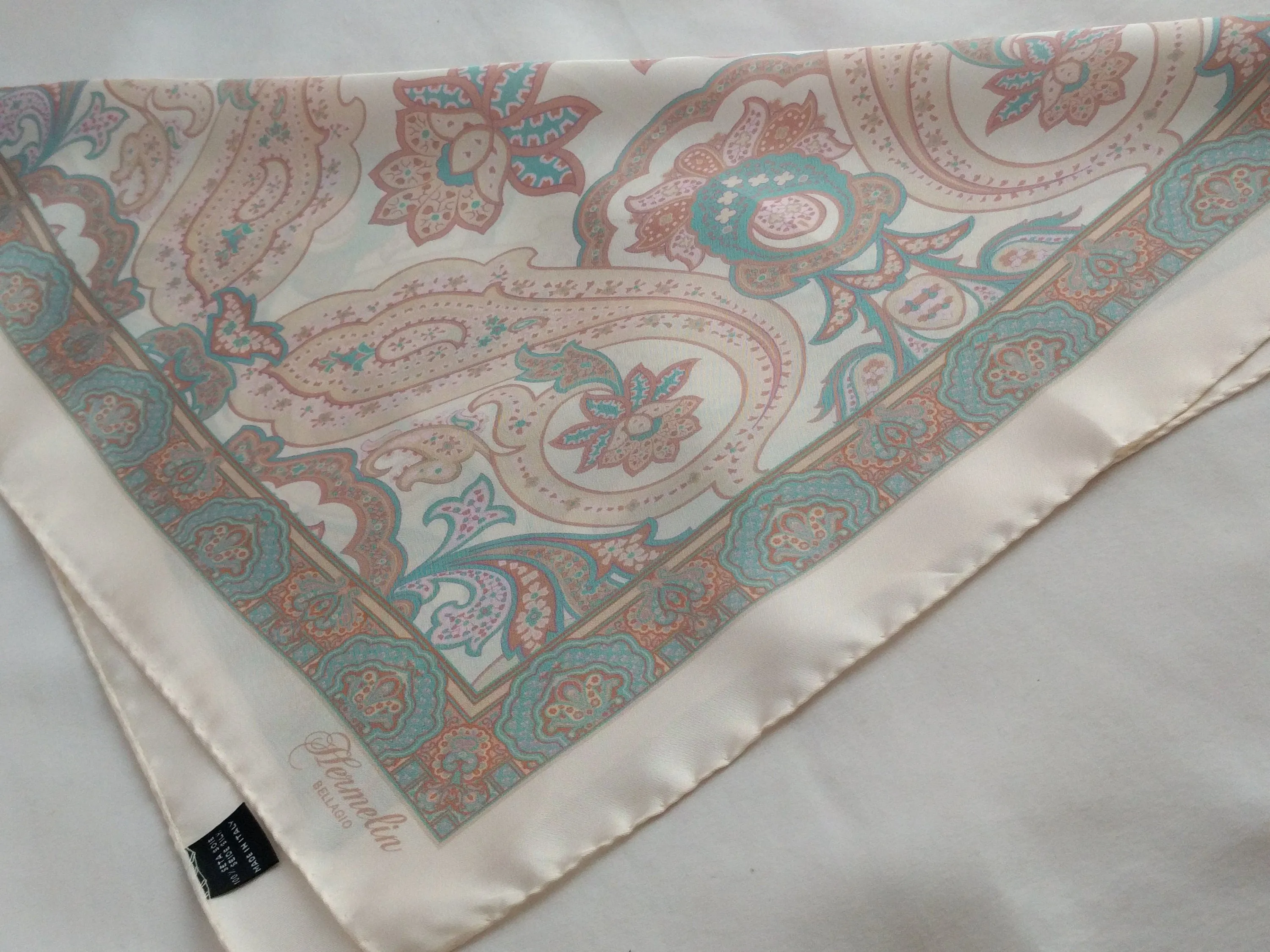 Italian silk scarf - small size Como silk scarf  - Made in Italy - Cream silk scarf