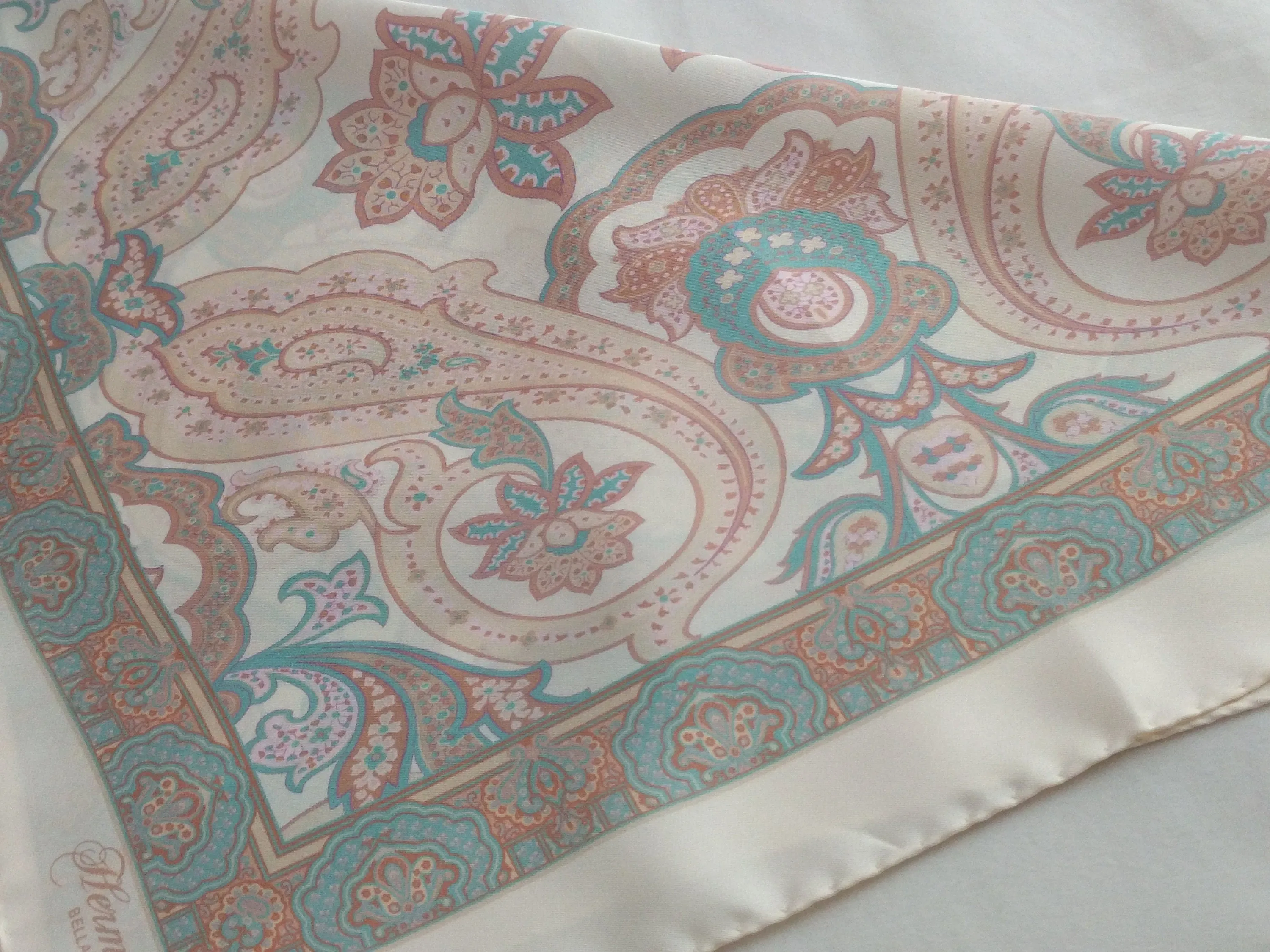 Italian silk scarf - small size Como silk scarf  - Made in Italy - Cream silk scarf