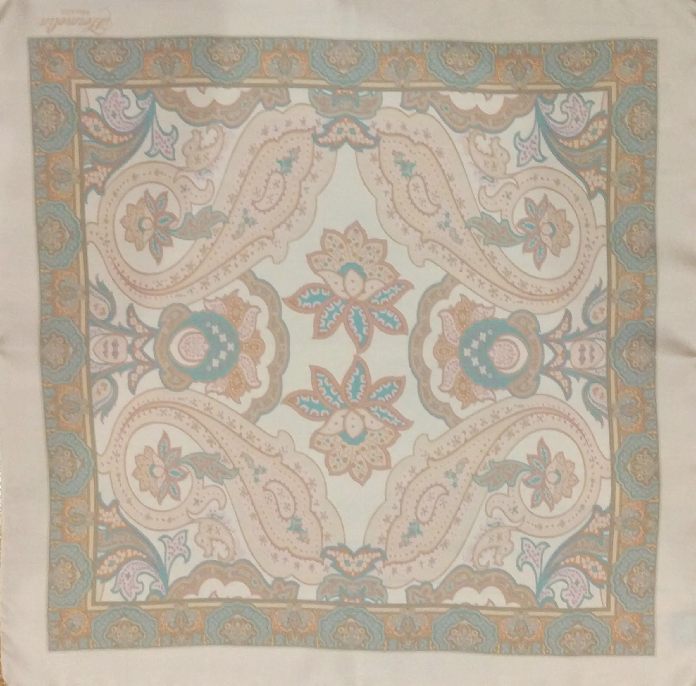 Italian silk scarf - small size Como silk scarf  - Made in Italy - Cream silk scarf