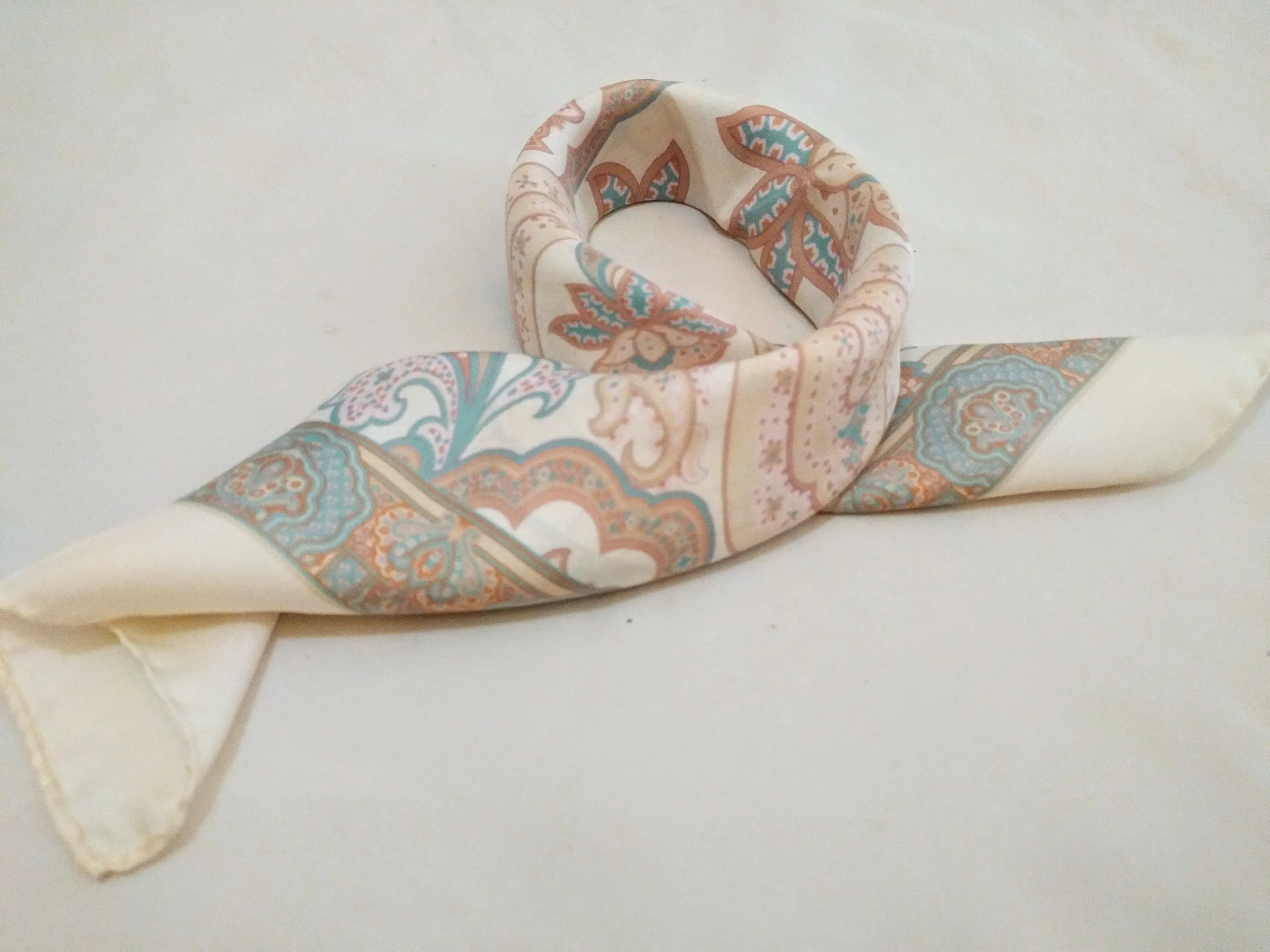 Italian silk scarf - small size Como silk scarf  - Made in Italy - Cream silk scarf