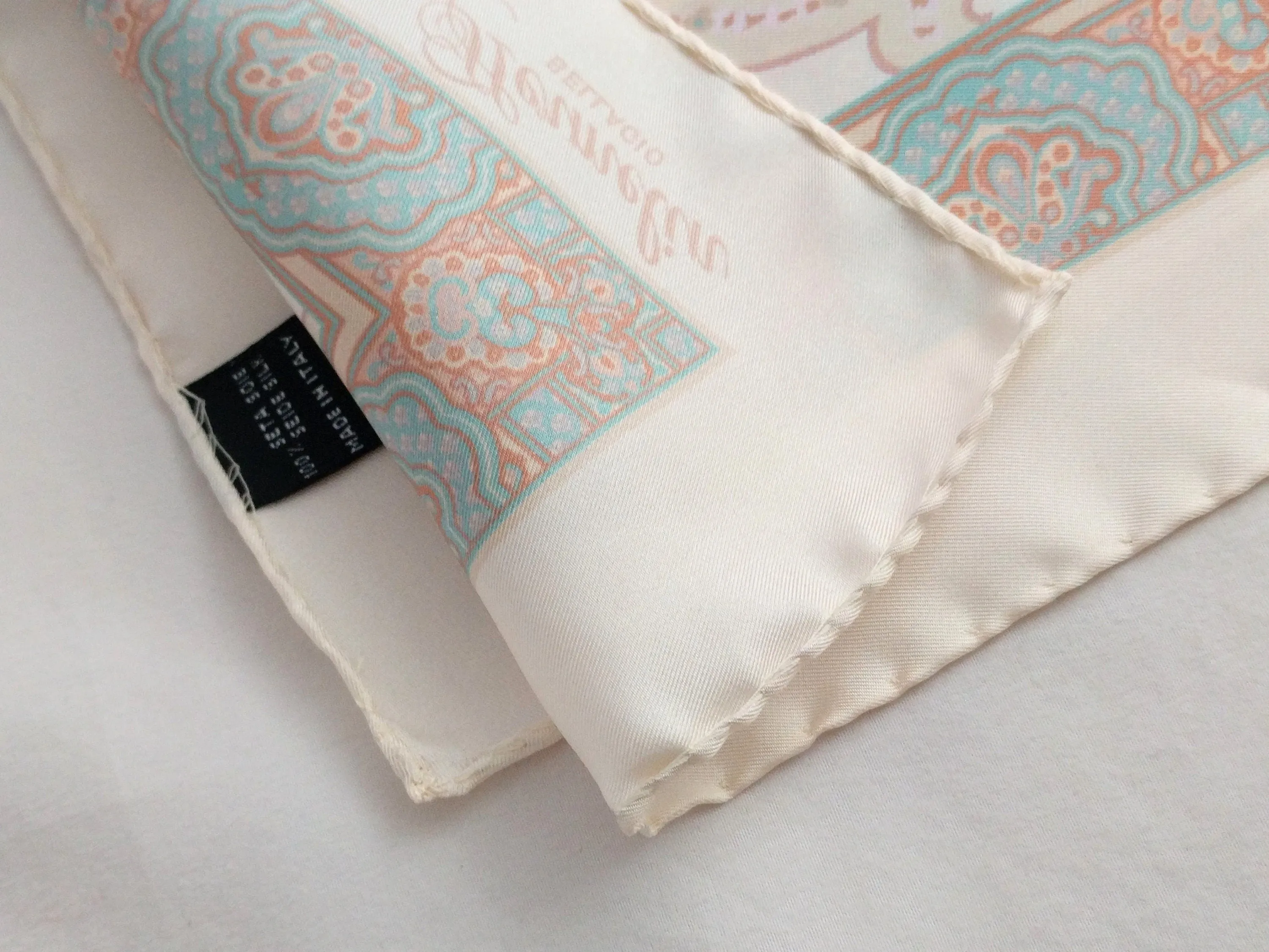 Italian silk scarf - small size Como silk scarf  - Made in Italy - Cream silk scarf