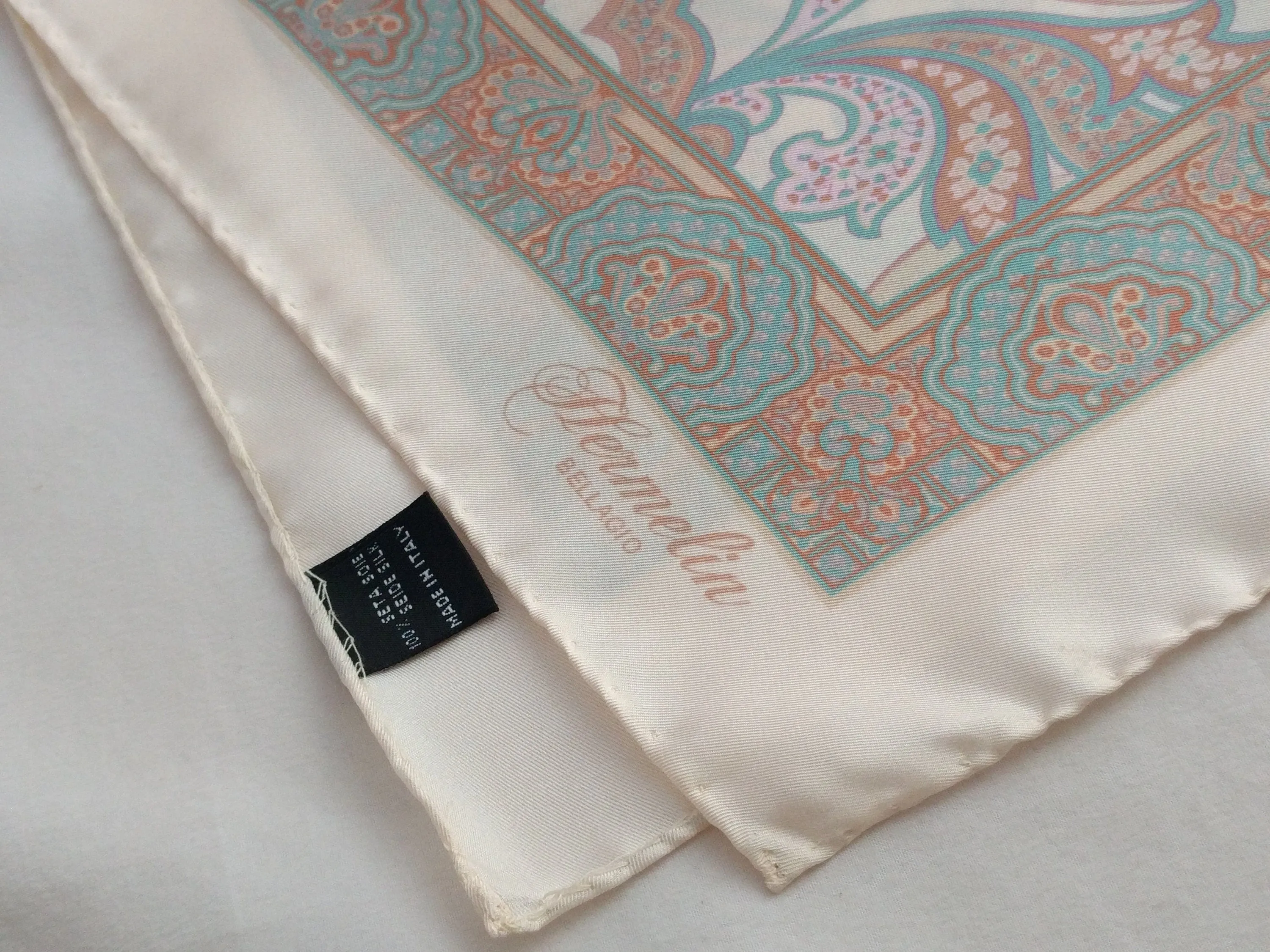 Italian silk scarf - small size Como silk scarf  - Made in Italy - Cream silk scarf