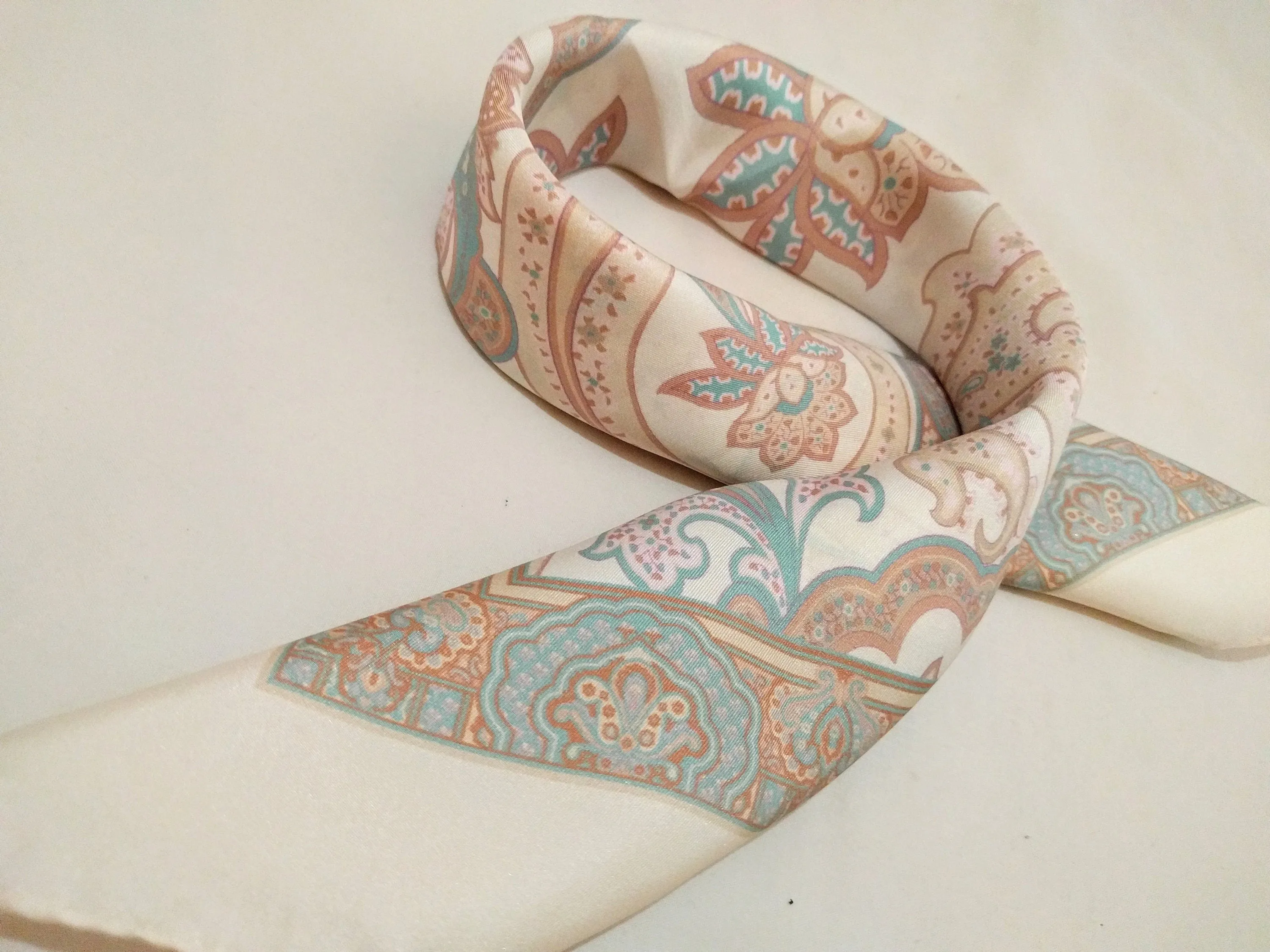 Italian silk scarf - small size Como silk scarf  - Made in Italy - Cream silk scarf