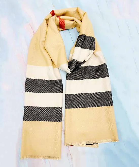 JC023212 Plaid Fringe Blanket Scarf