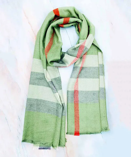 JC023212 Plaid Fringe Blanket Scarf