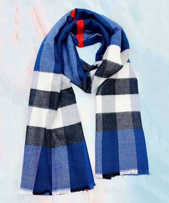 JC023212 Plaid Fringe Blanket Scarf