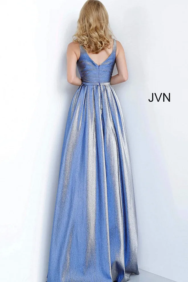 Jovani JVN2229 Size 18 Blue Long Shimmer Prom Dress Ball Gown Formal Metallic Evening