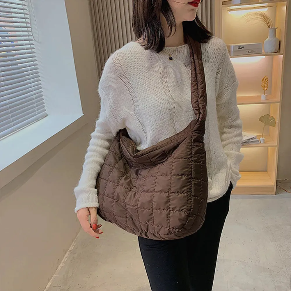 Large Quilted Shoulder Bag : 3 Colors