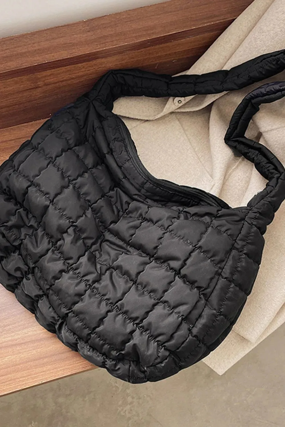 Large Quilted Shoulder Bag : 3 Colors