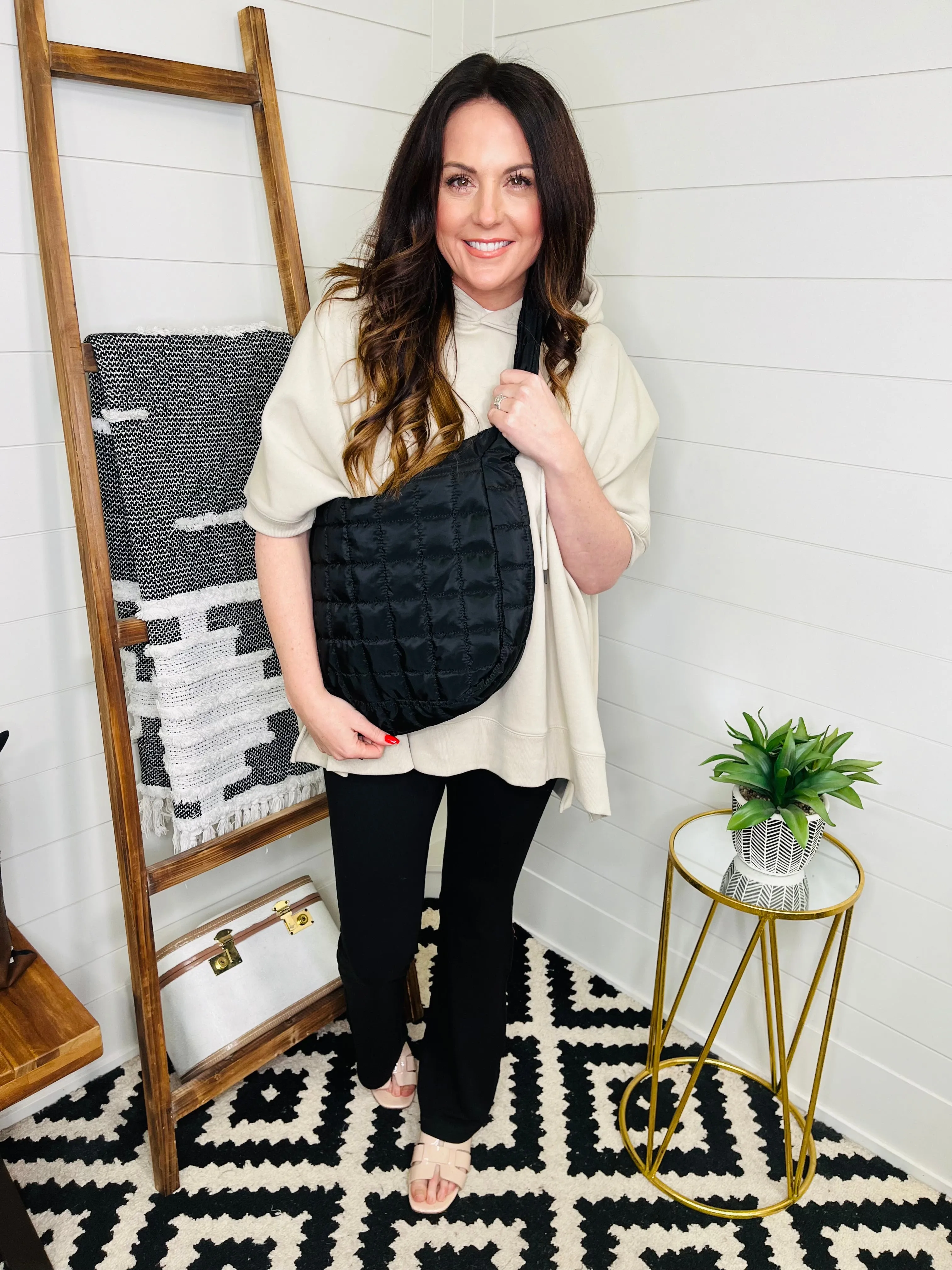 Large Quilted Shoulder Bag : 3 Colors