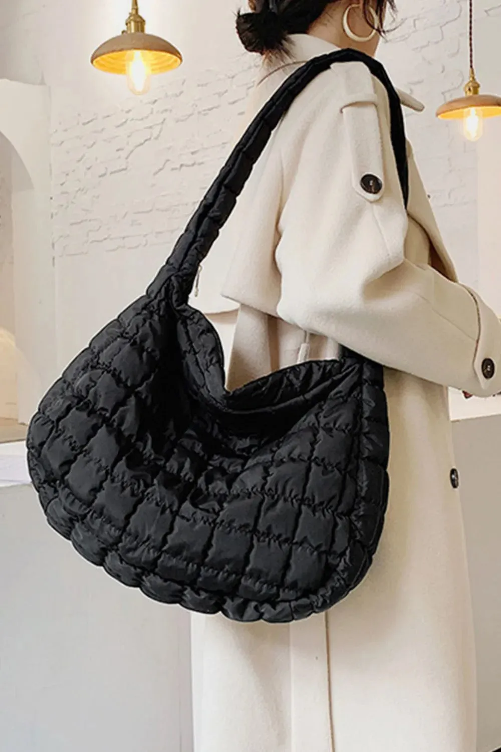 Large Quilted Shoulder Bag : 3 Colors