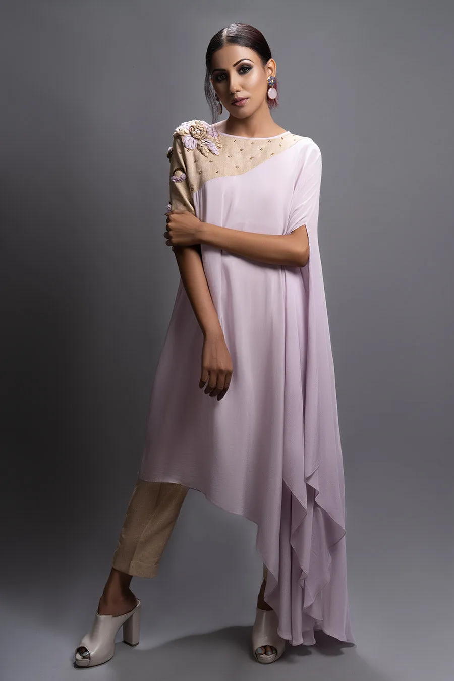 Lavender Drape Tunic & Pants Co-Ord Set