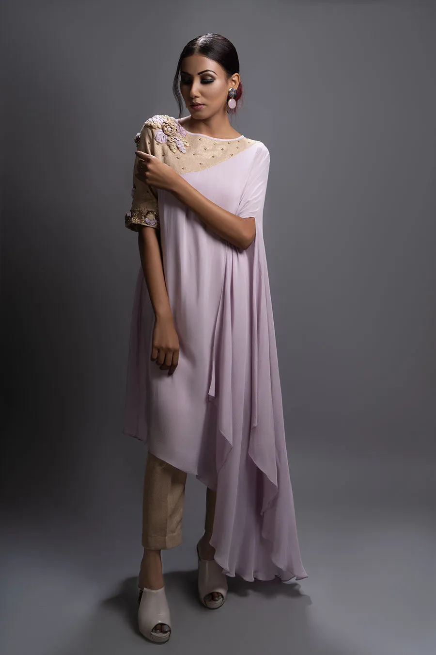 Lavender Drape Tunic & Pants Co-Ord Set