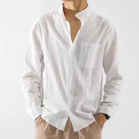 Linen Shirt Men's Long-Sleeved Shirt Loose Large Size