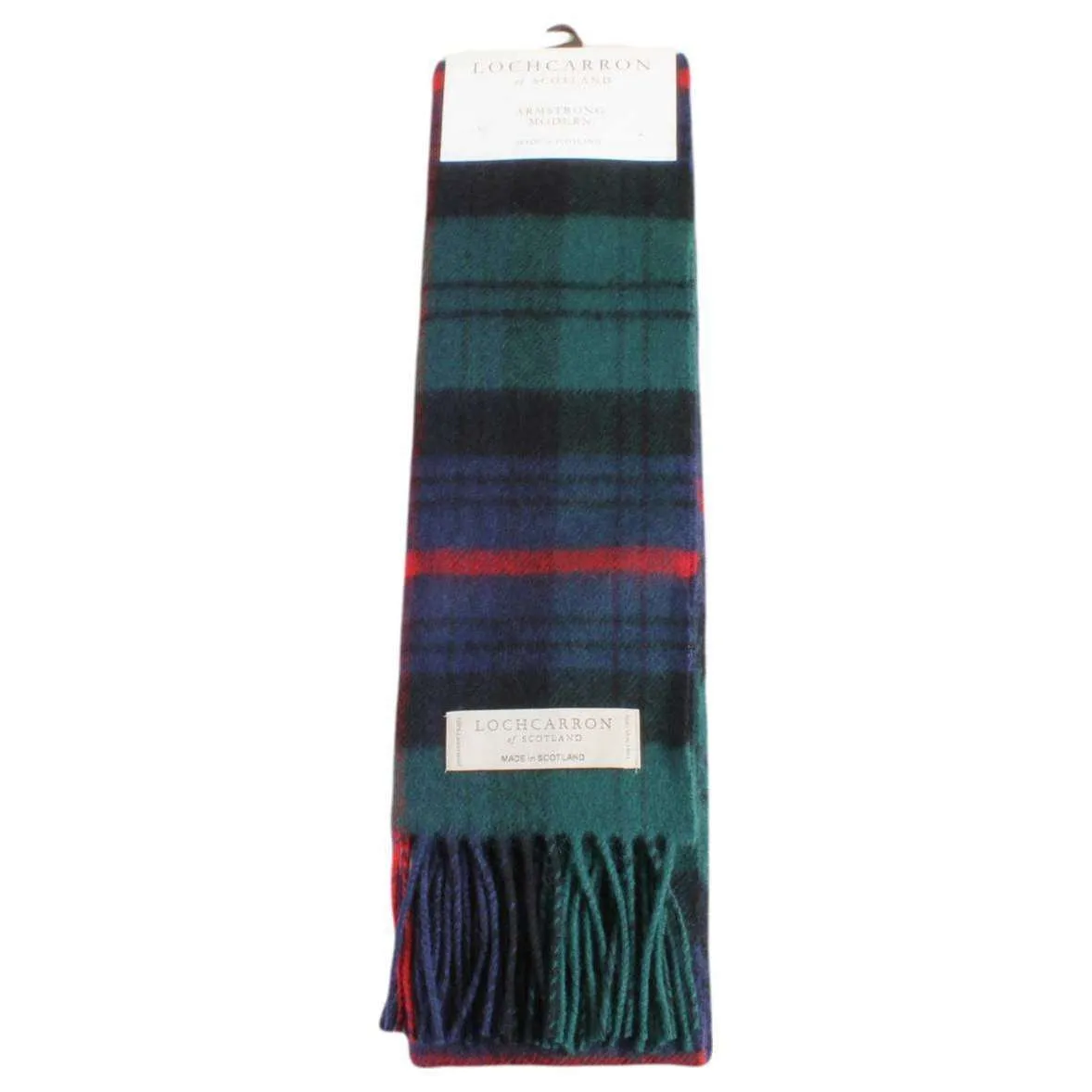 Locharron of Scotland Armstrong Modern Lambwool Scarf - Dark Green/Navy/Red