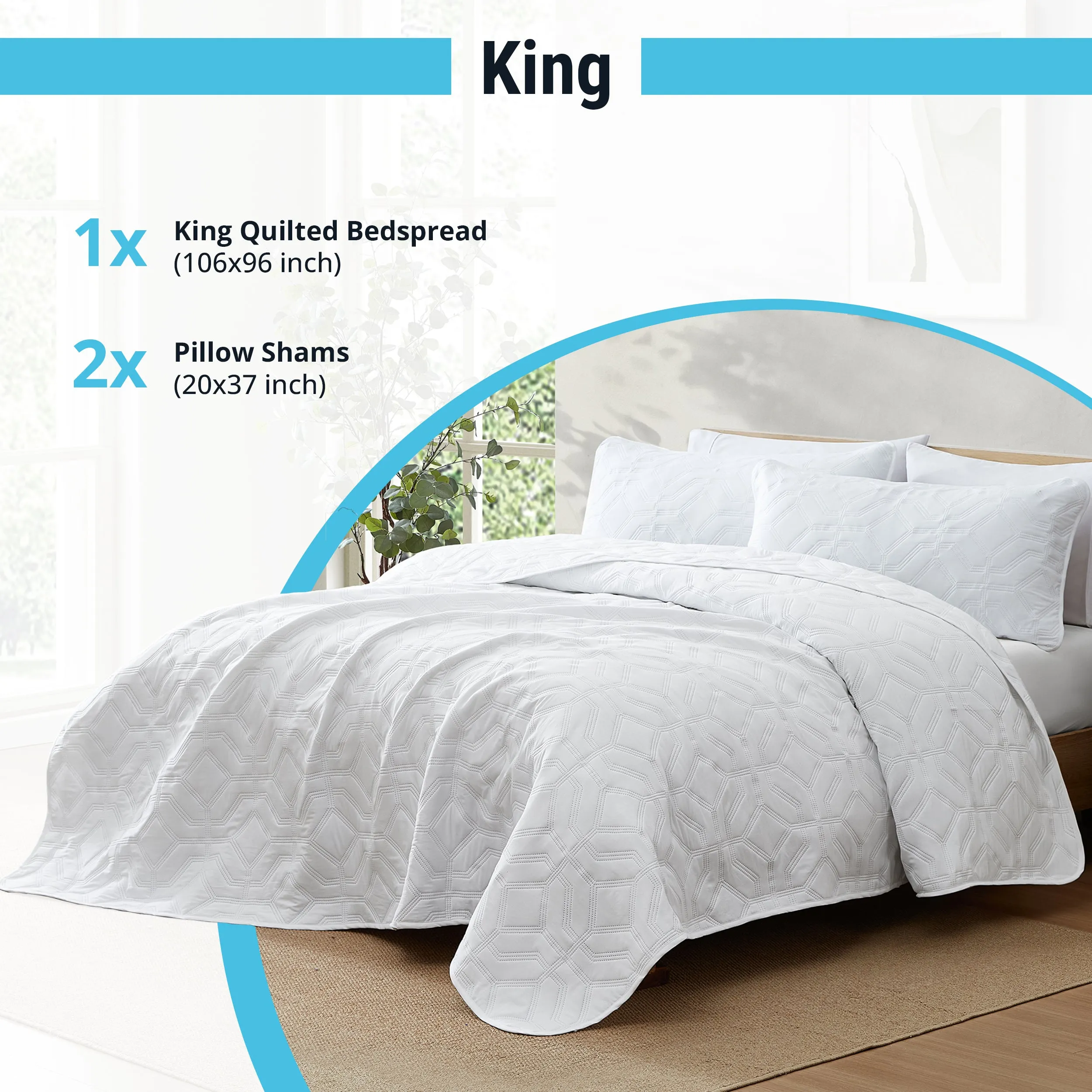 Logan - 3 Piece Size Quilt Set, Lightweight Bedspread Coverlet Set