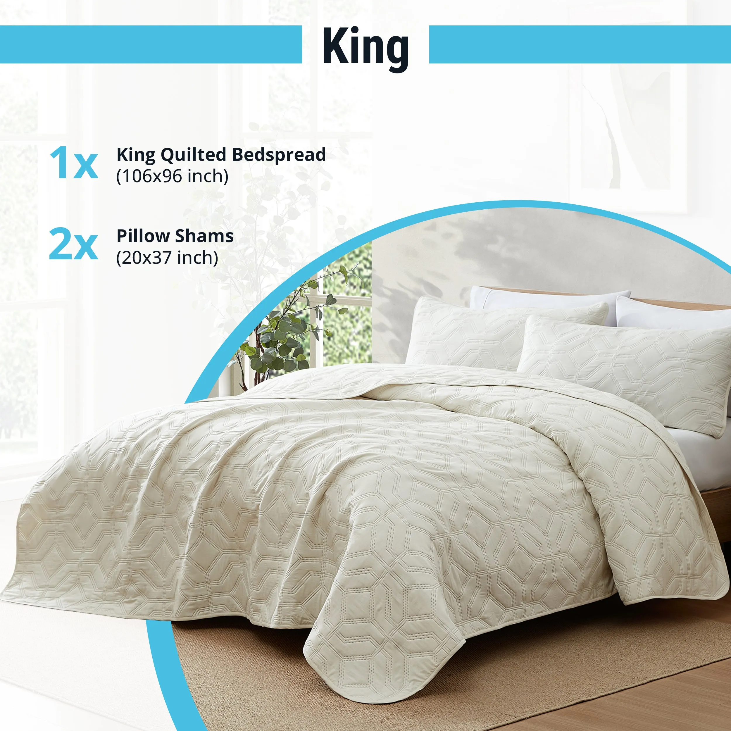Logan - 3 Piece Size Quilt Set, Lightweight Bedspread Coverlet Set