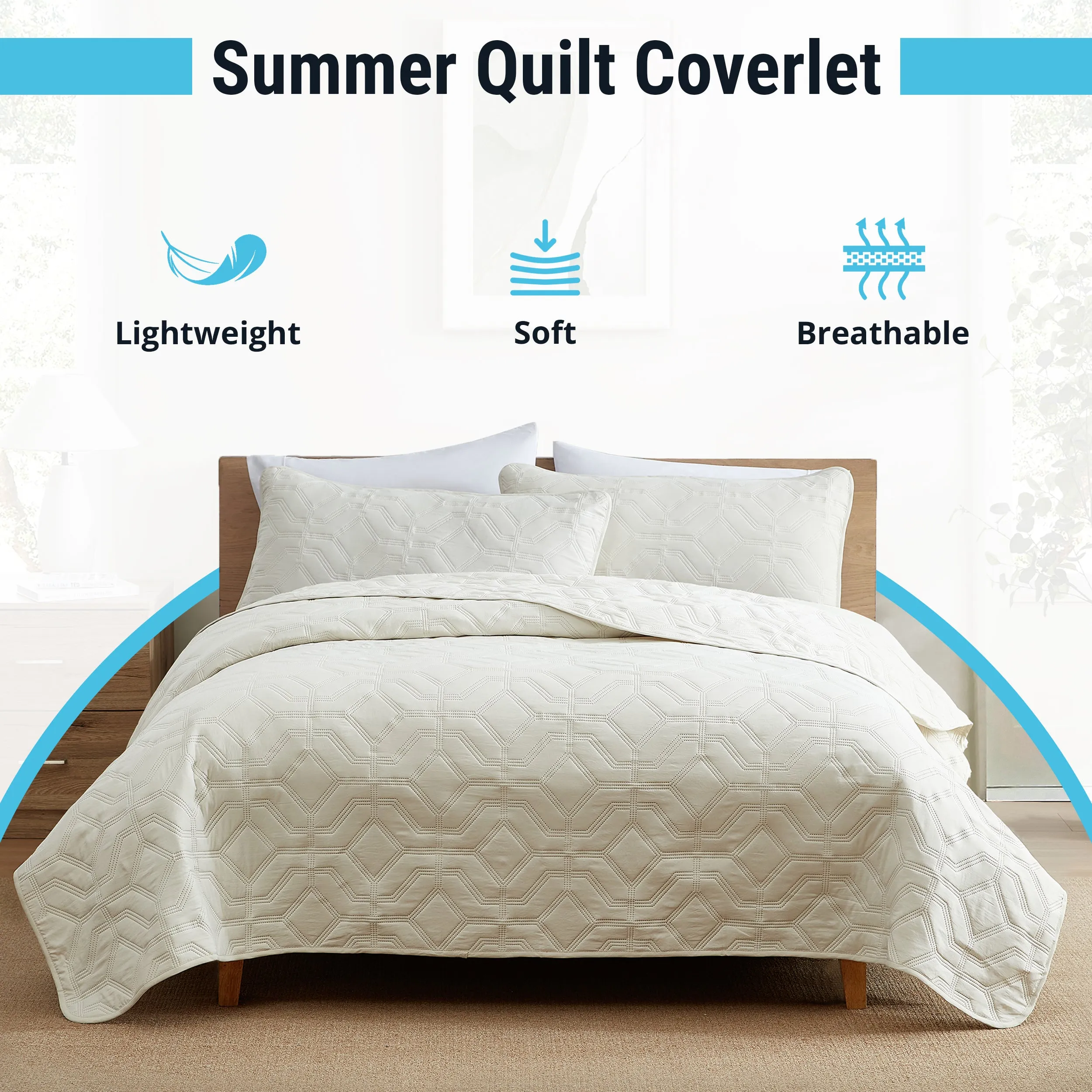 Logan - 3 Piece Size Quilt Set, Lightweight Bedspread Coverlet Set