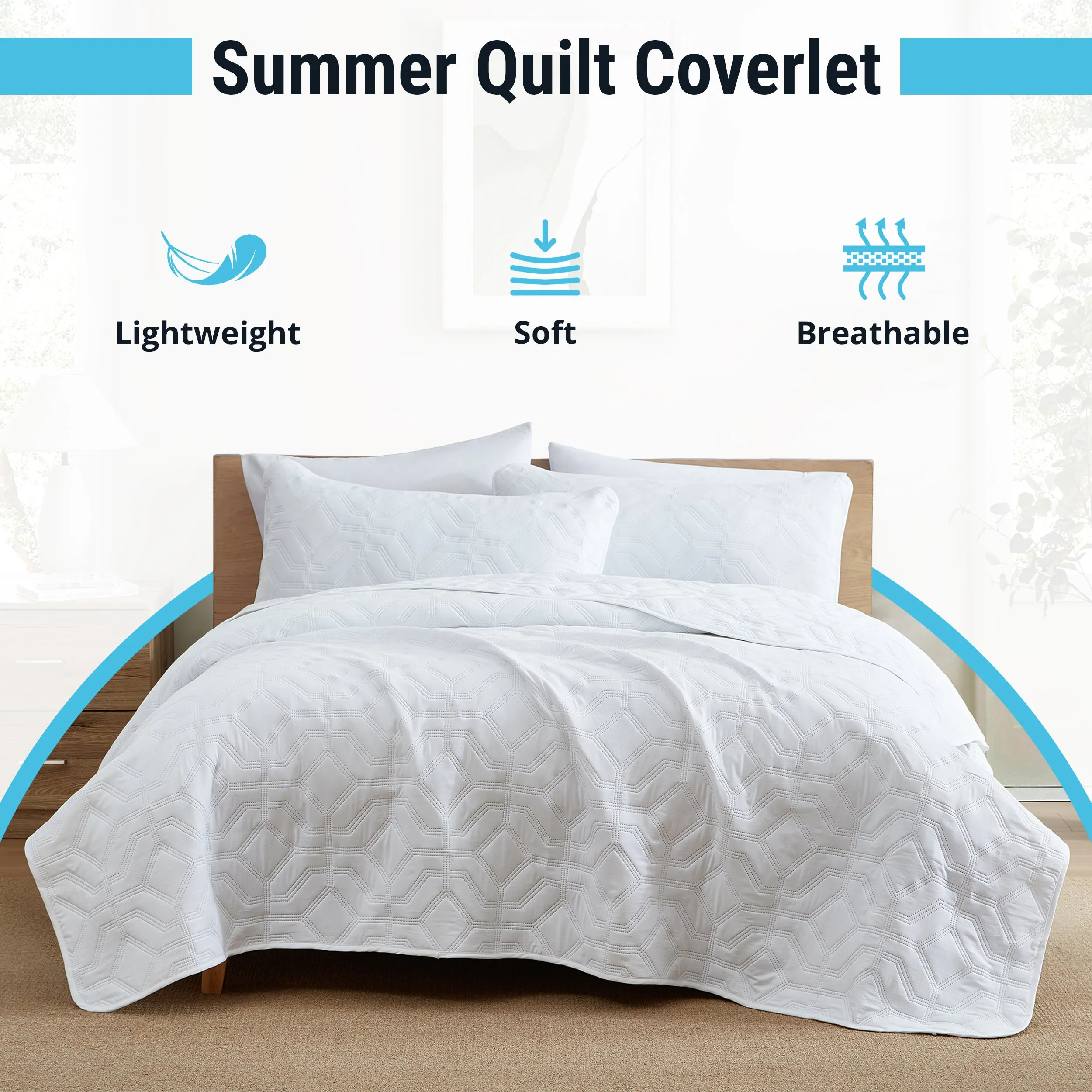 Logan - 3 Piece Size Quilt Set, Lightweight Bedspread Coverlet Set