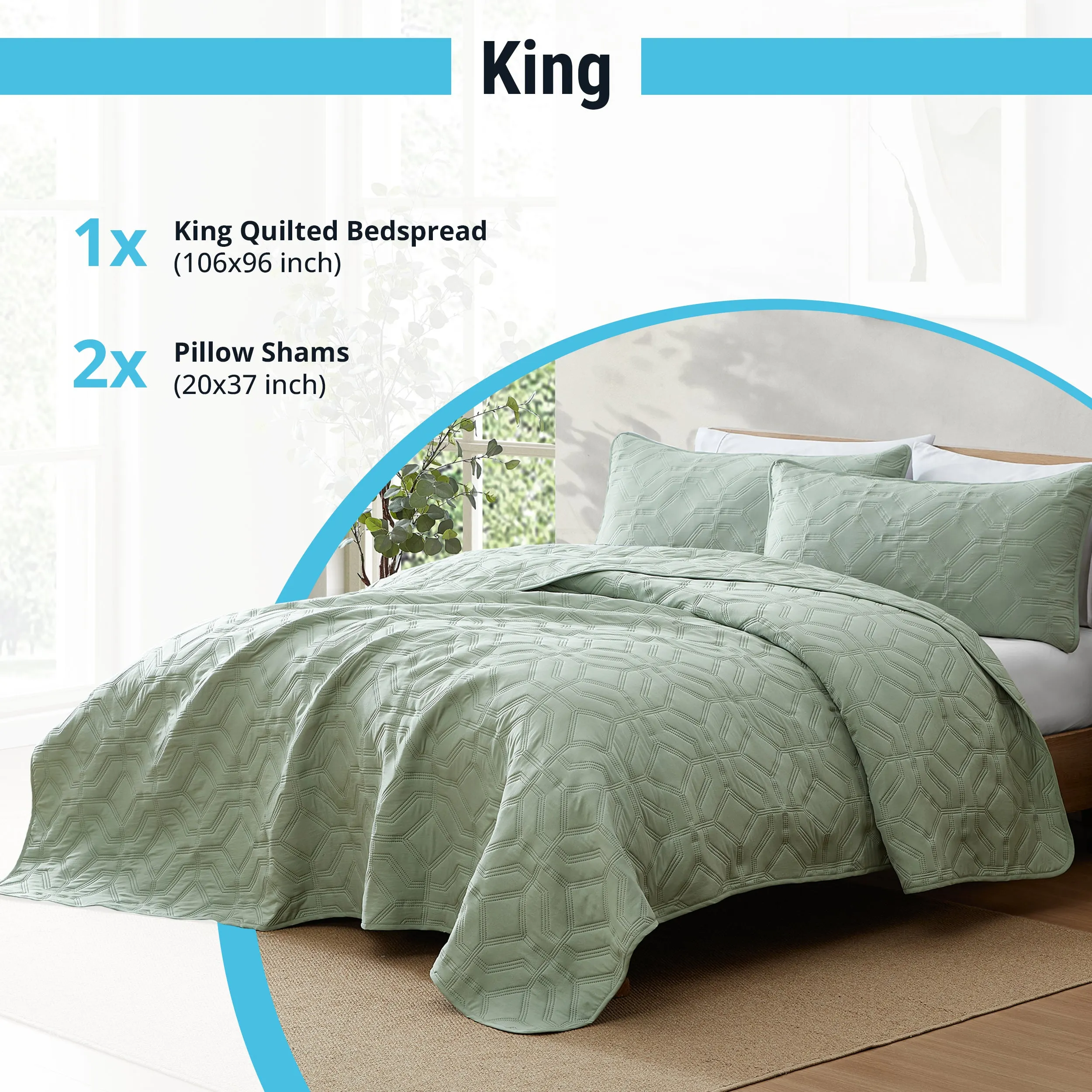 Logan - 3 Piece Size Quilt Set, Lightweight Bedspread Coverlet Set