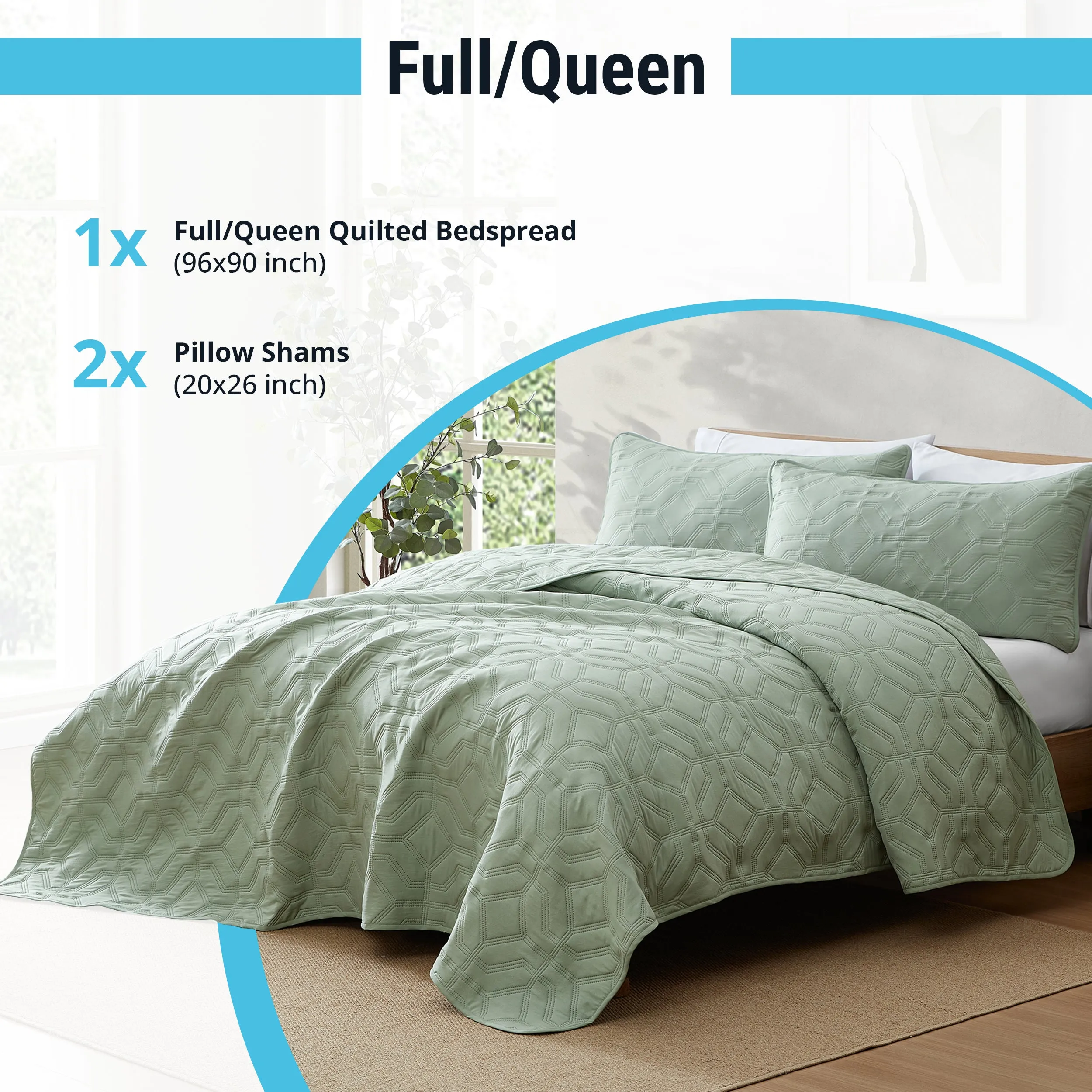 Logan - 3 Piece Size Quilt Set, Lightweight Bedspread Coverlet Set