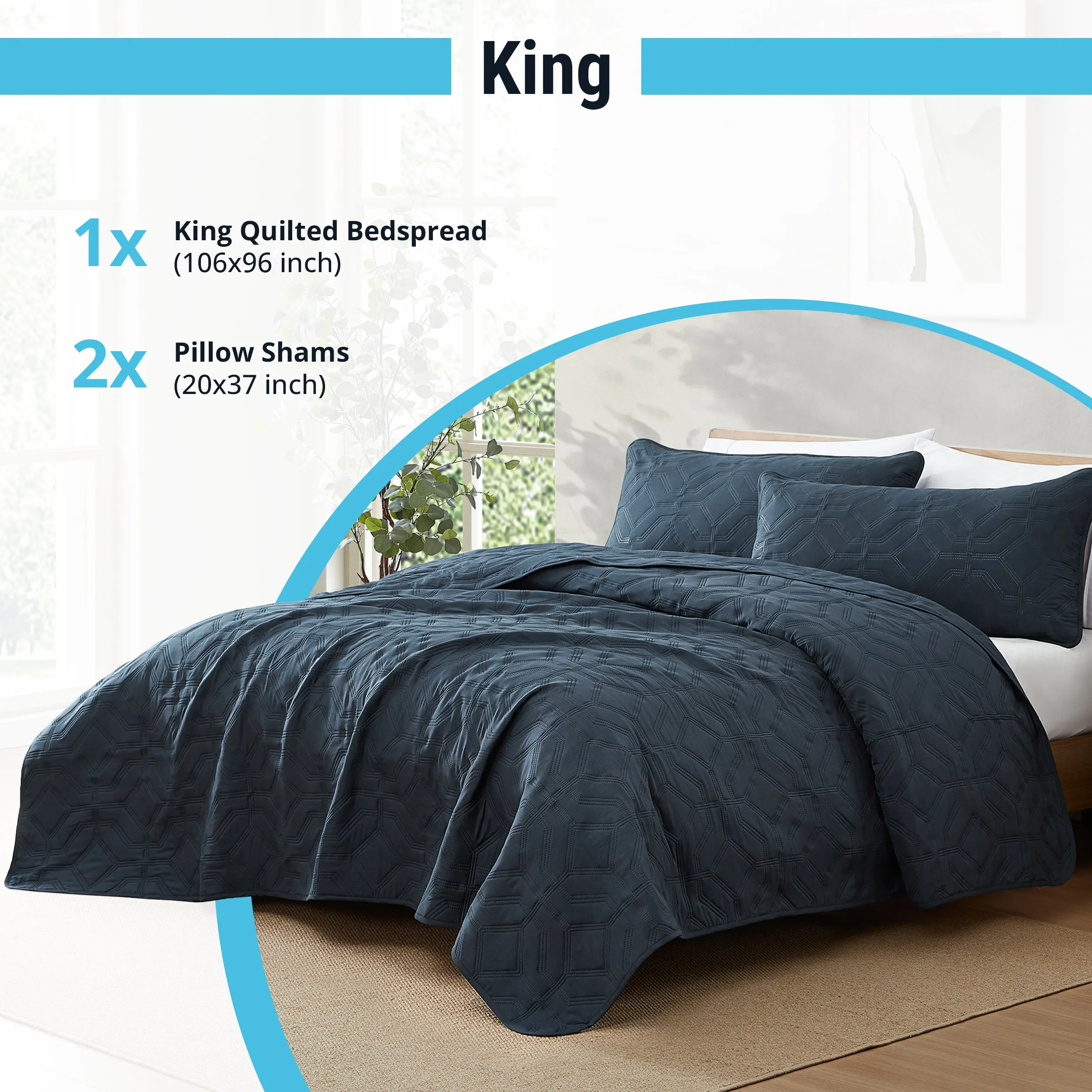 Logan - 3 Piece Size Quilt Set, Lightweight Bedspread Coverlet Set