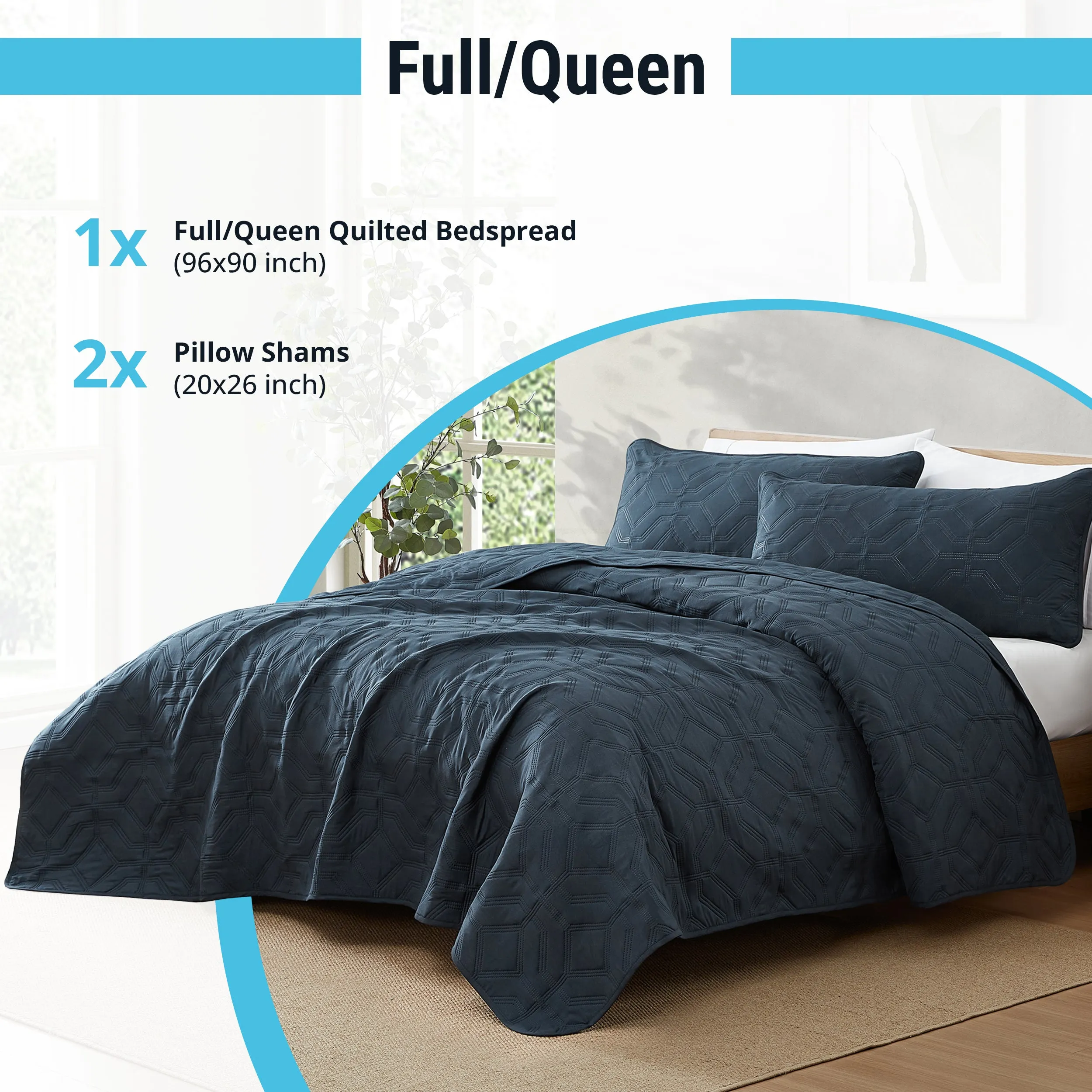 Logan - 3 Piece Size Quilt Set, Lightweight Bedspread Coverlet Set