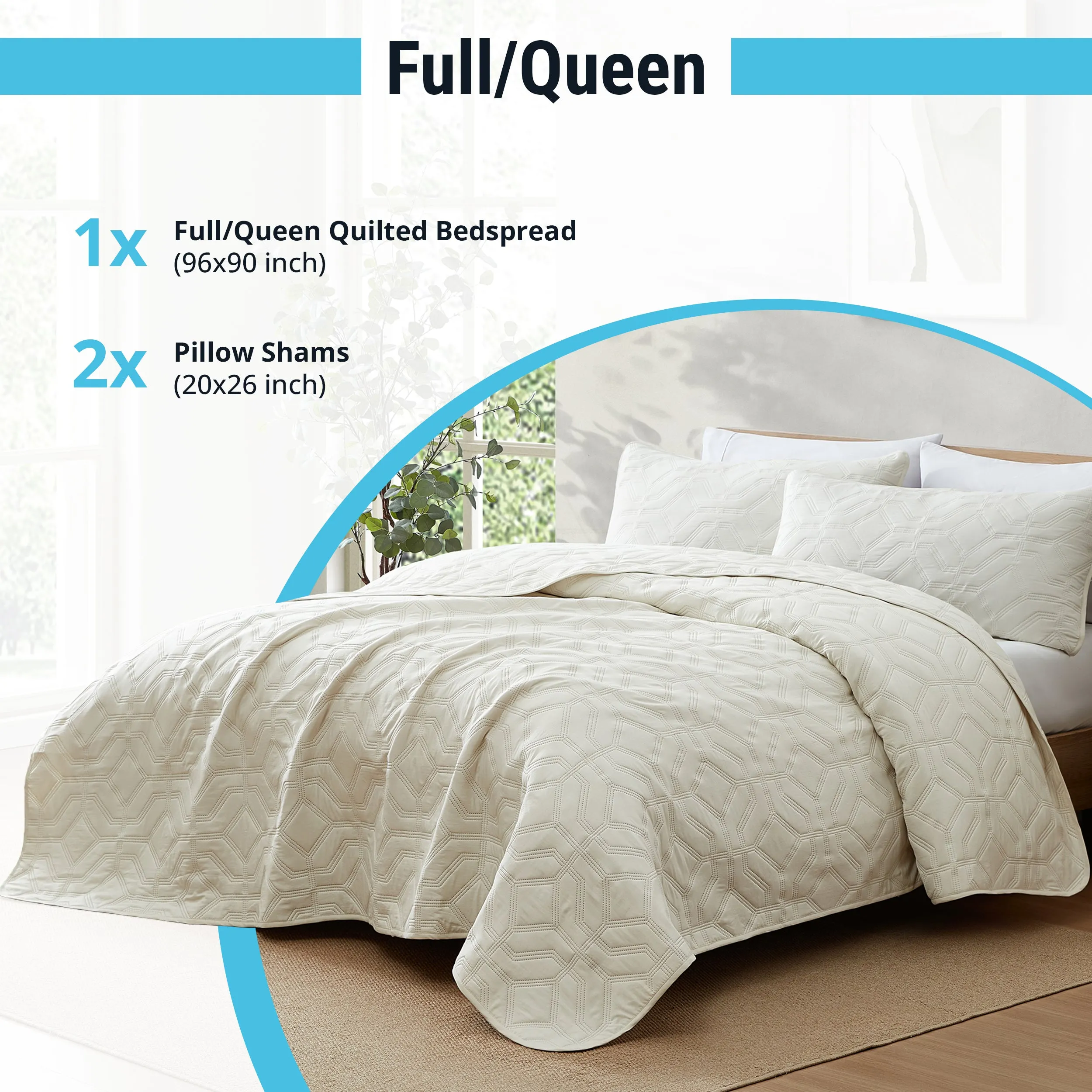 Logan - 3 Piece Size Quilt Set, Lightweight Bedspread Coverlet Set