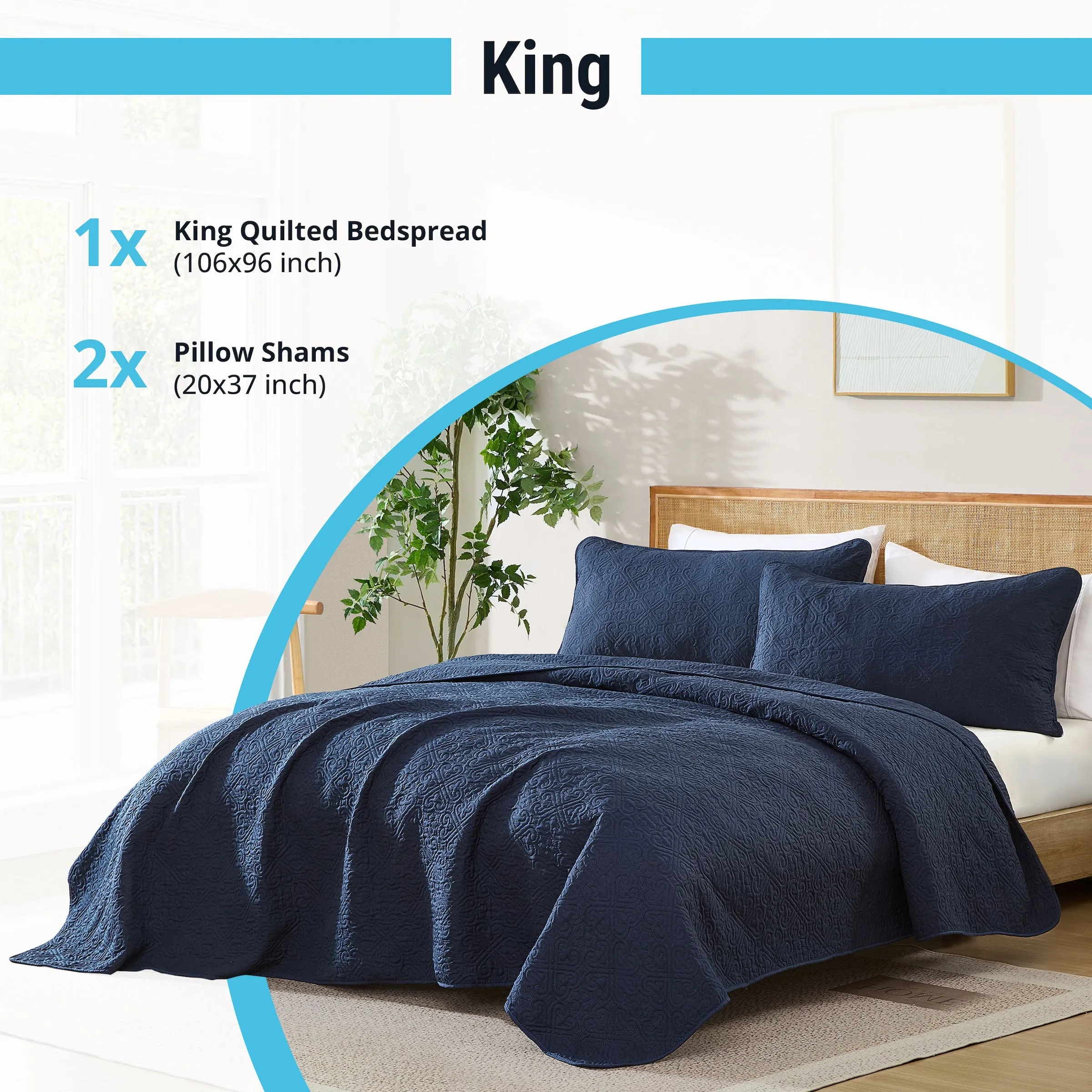 Lorenzo - 3 Piece Quilt Set, Lightweight Bedspread Coverlet Set
