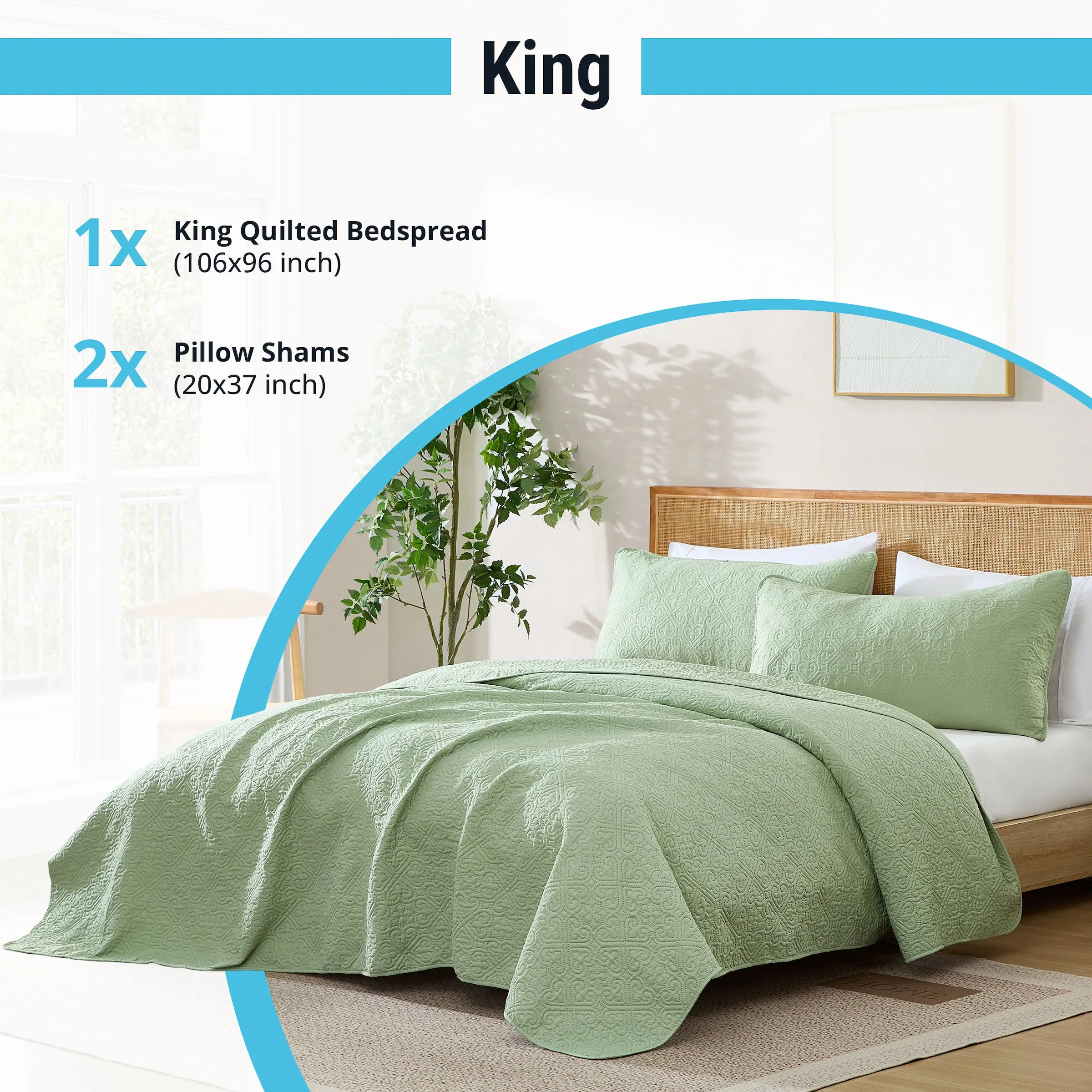 Lorenzo - 3 Piece Quilt Set, Lightweight Bedspread Coverlet Set