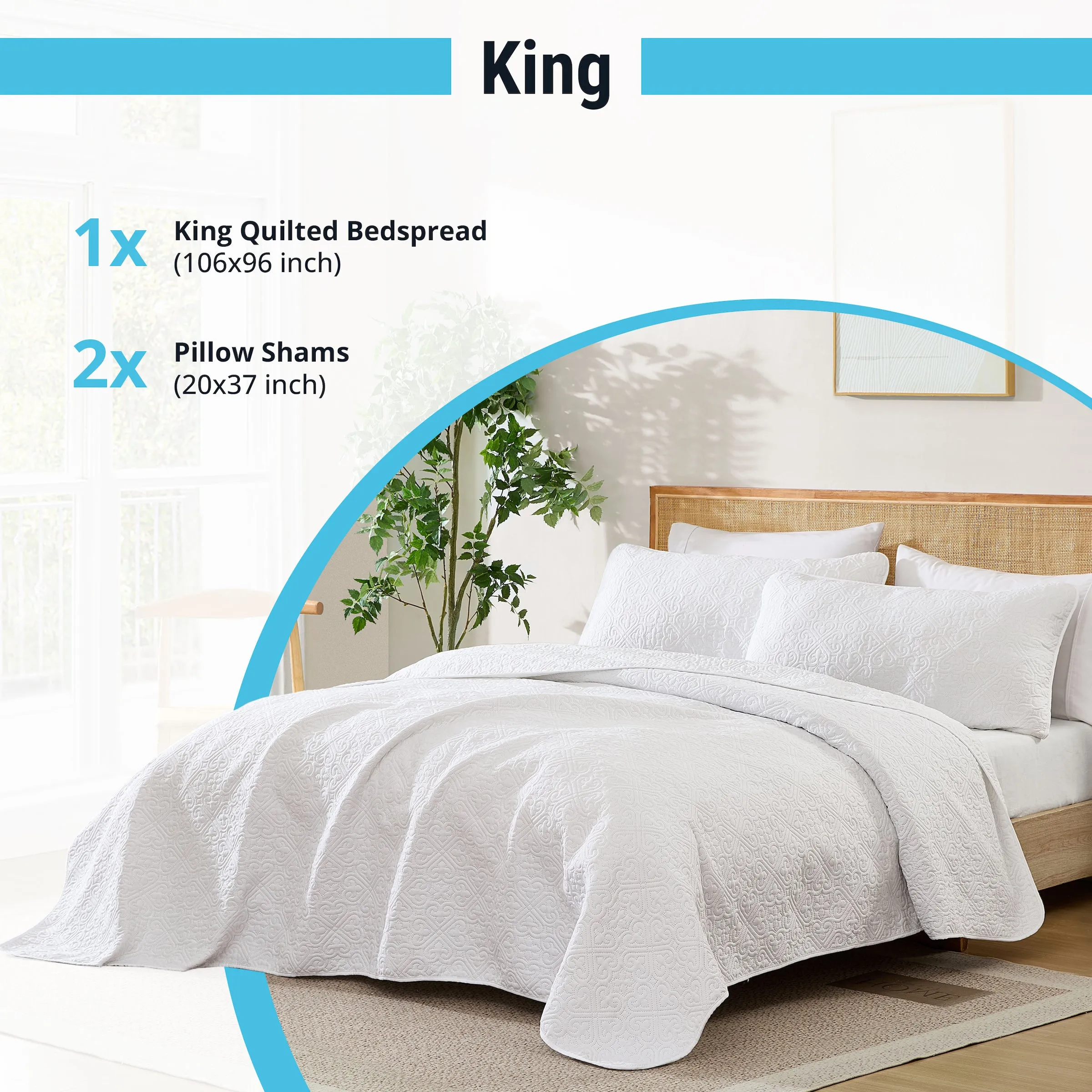 Lorenzo - 3 Piece Quilt Set, Lightweight Bedspread Coverlet Set