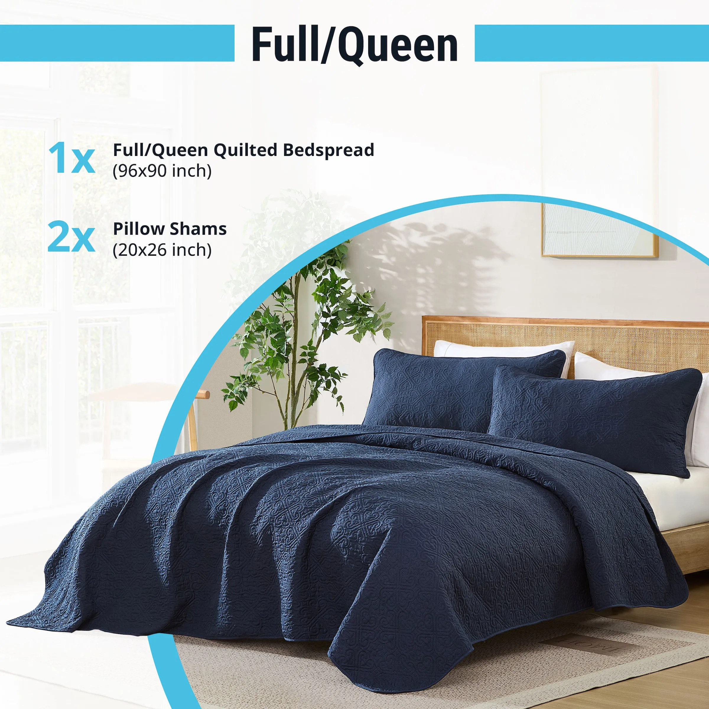 Lorenzo - 3 Piece Quilt Set, Lightweight Bedspread Coverlet Set