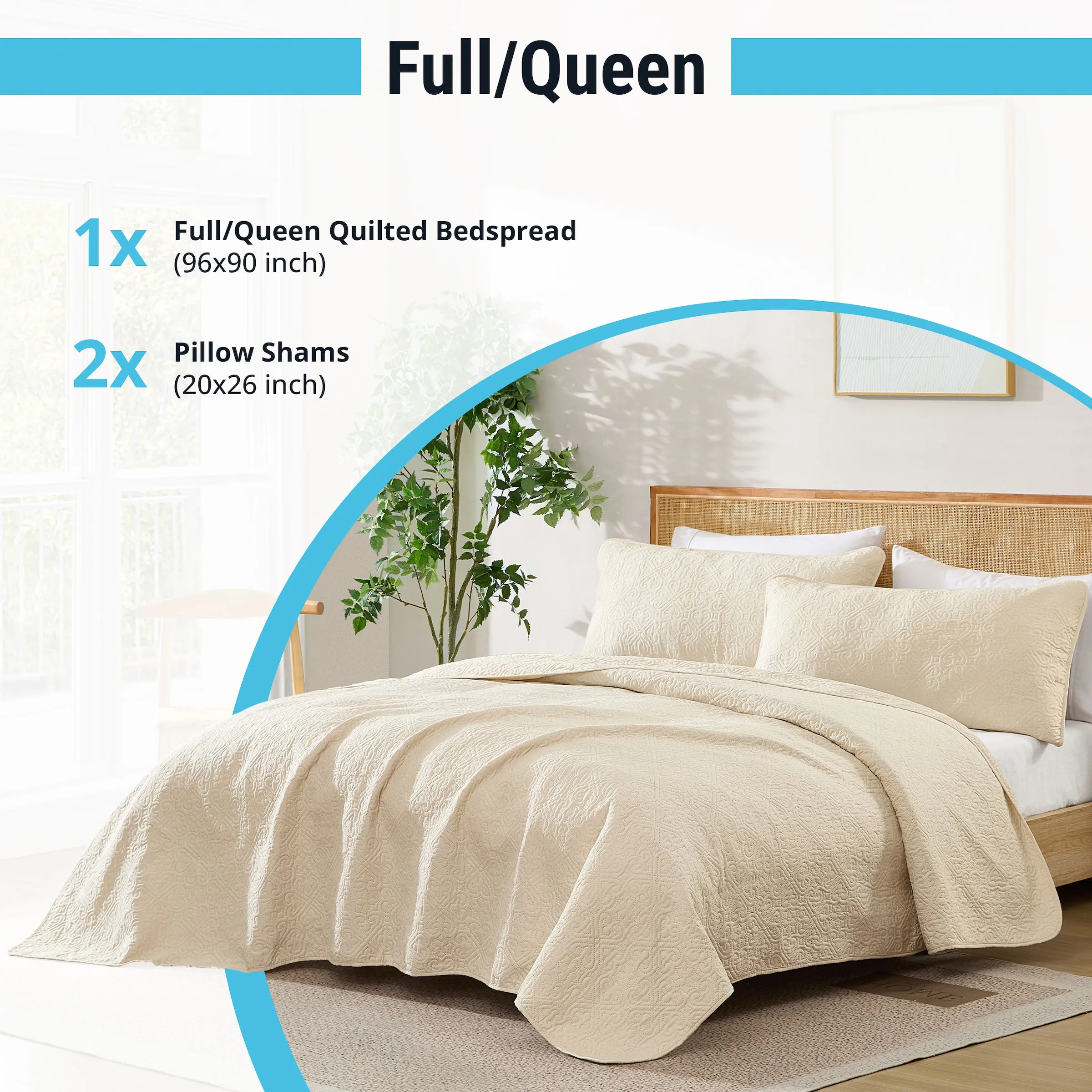 Lorenzo - 3 Piece Quilt Set, Lightweight Bedspread Coverlet Set