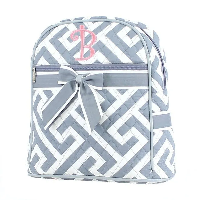 MA401 Quilted Maze Print Zippered Backpack