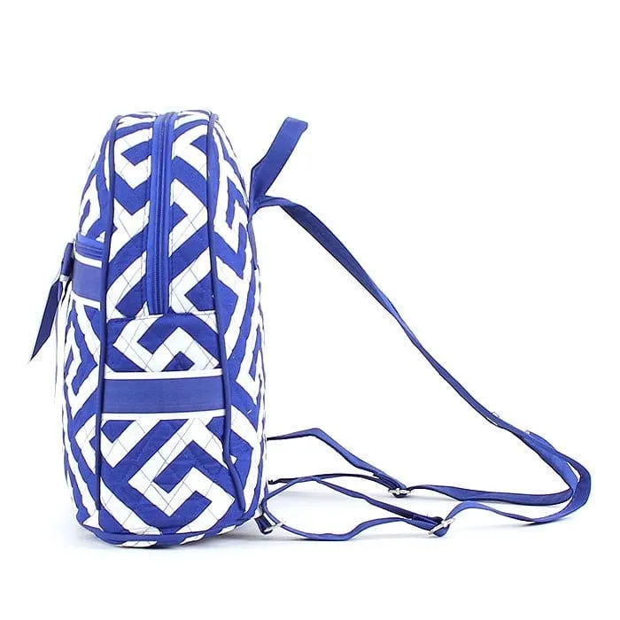 MA401 Quilted Maze Print Zippered Backpack